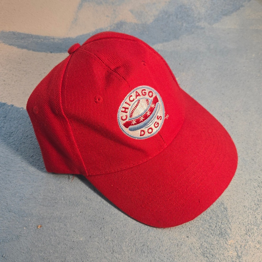 Chicago Dogs Red Baseball Adjustable Cap‎ Associated 100% Acrylic Snapback Hat